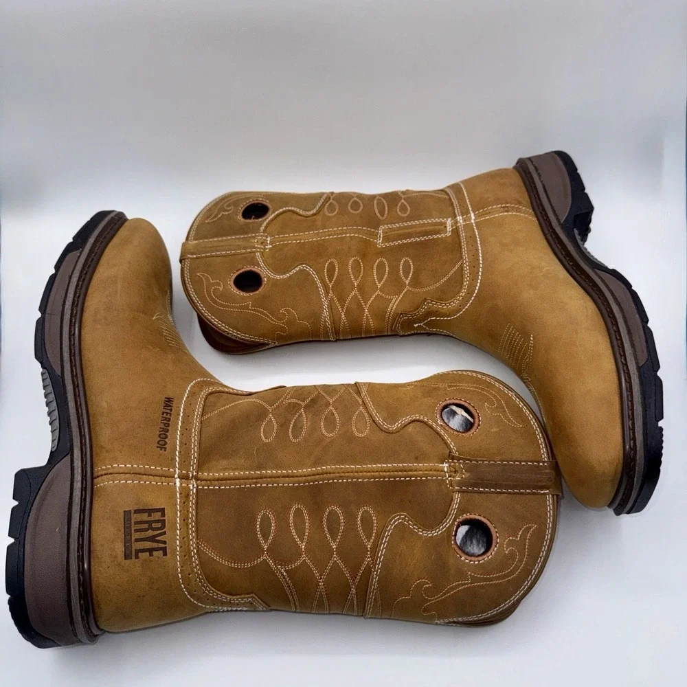 Frye Supply Safety Crafted Waterproof Boots Men's Size 10 W Wide Brown Steel Toe